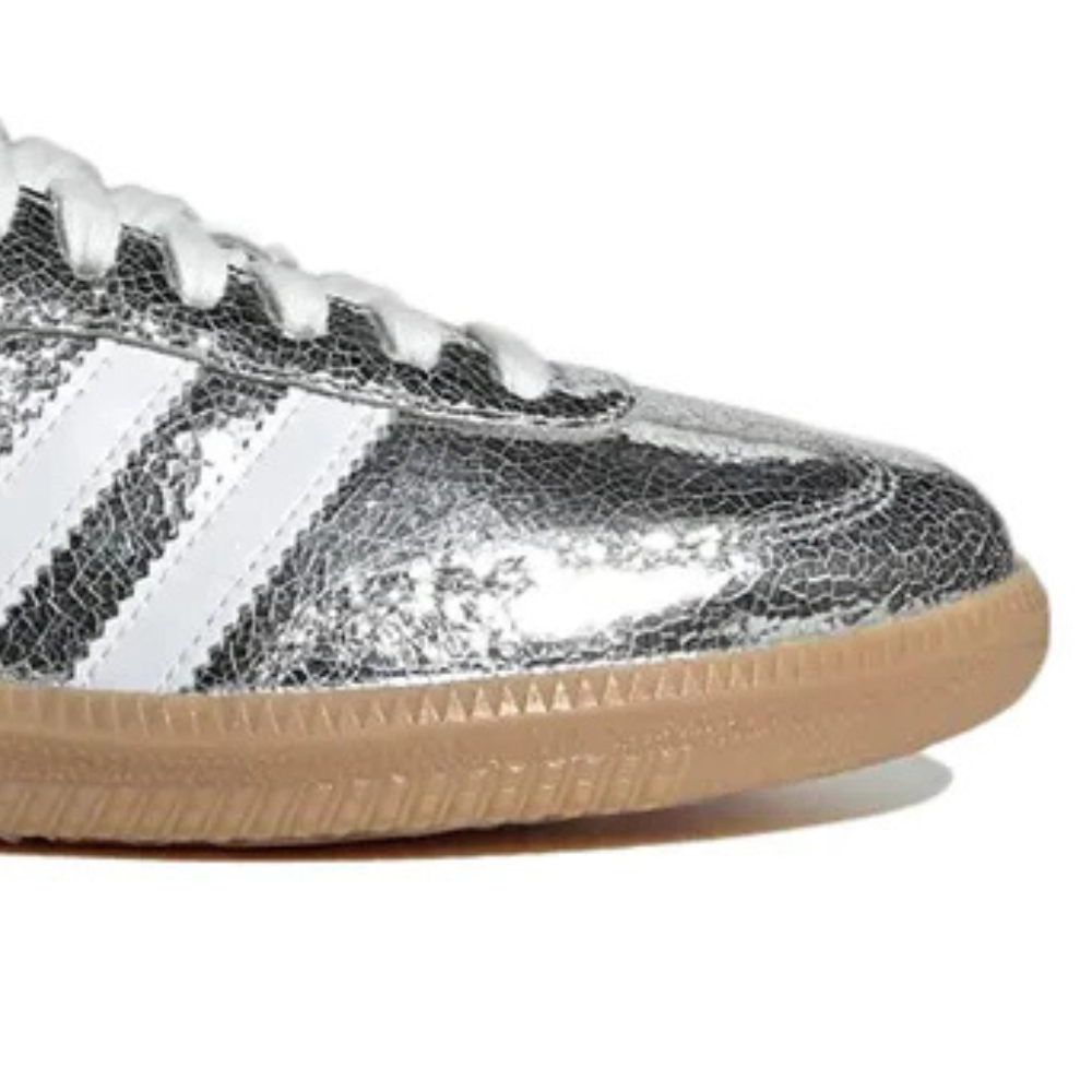 SAMBA OG SILVER METALLIC CRACKED LEATHER